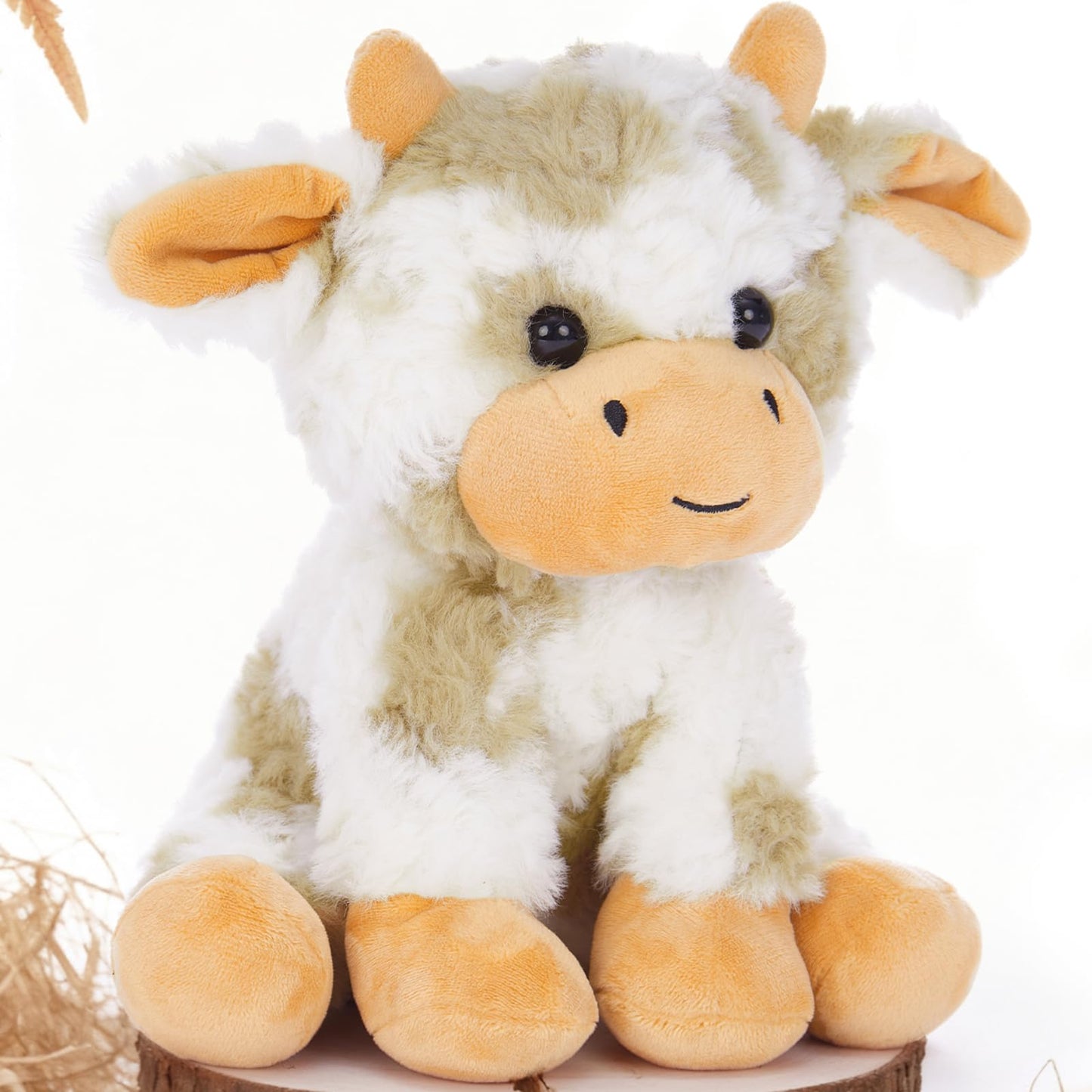 Muiteiur 10-Inch Brown Sitting Cow Plush Toy for Kids – Cute Farm Plush, Storytelling Gift
