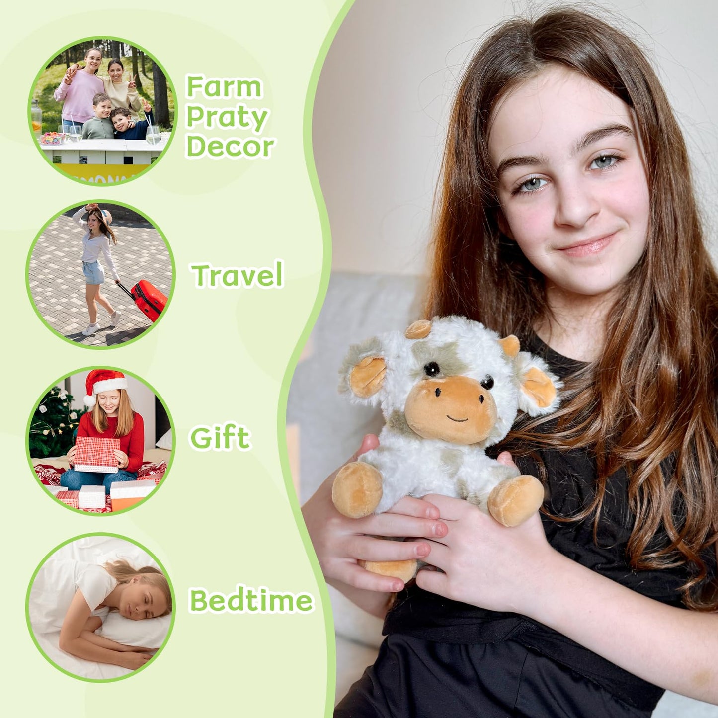 Muiteiur 10-Inch Brown Sitting Cow Plush Toy for Kids – Cute Farm Plush, Storytelling Gift