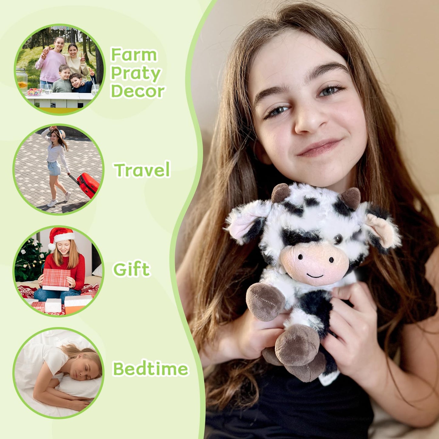 Muiteiur 10 Inch Sitting Cow Plush – Ultra-Soft Cow Stuffed Toy for Kids