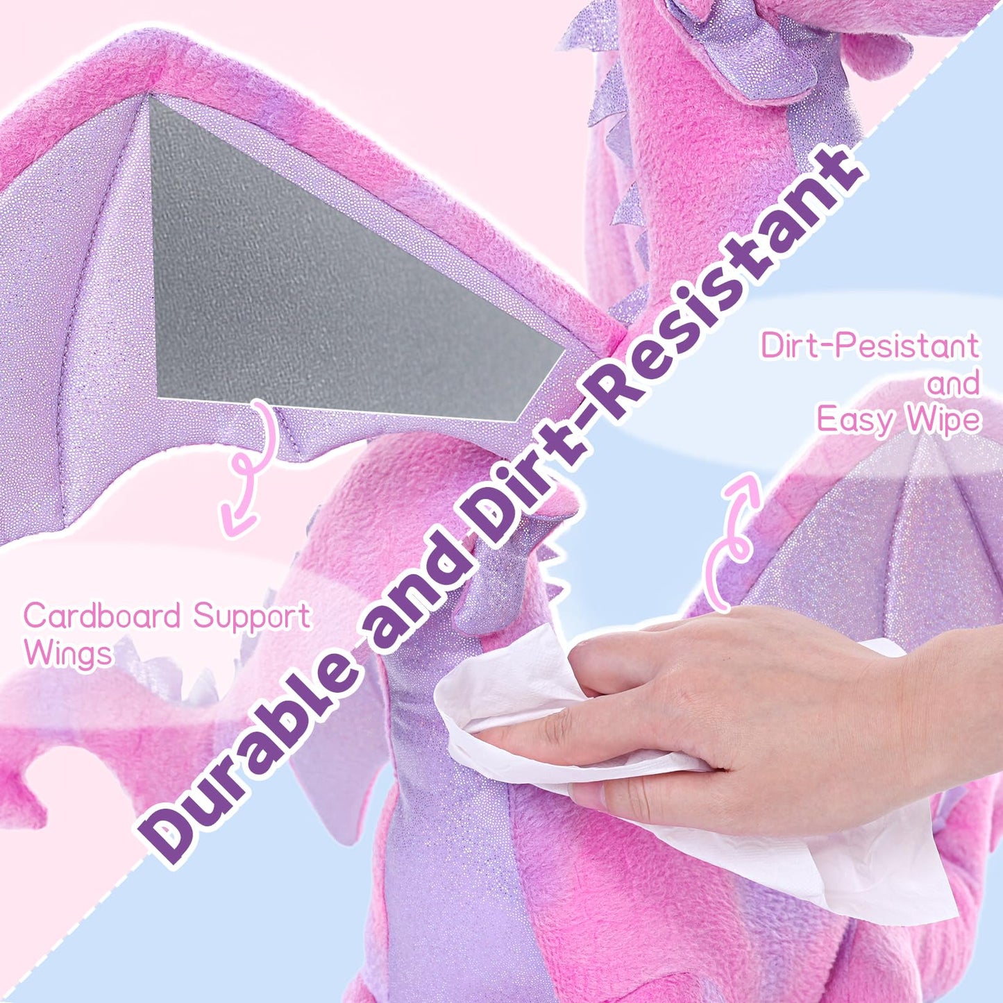 Muiteiur 7 Piece Dragon Plush Set — Pink Mom Dragon with 4 Baby Dragons & 2 Eggs