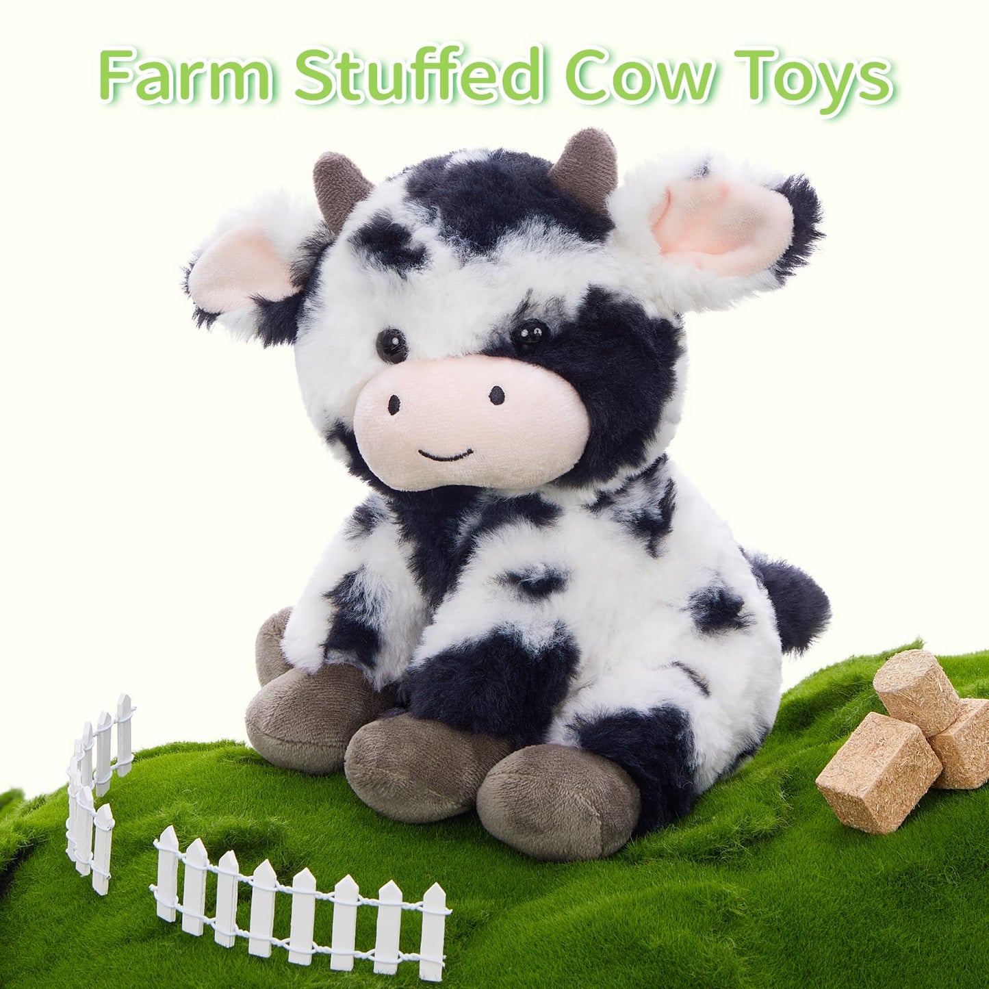Muiteiur 10 Inch Sitting Cow Plush – Ultra-Soft Cow Stuffed Toy for Kids