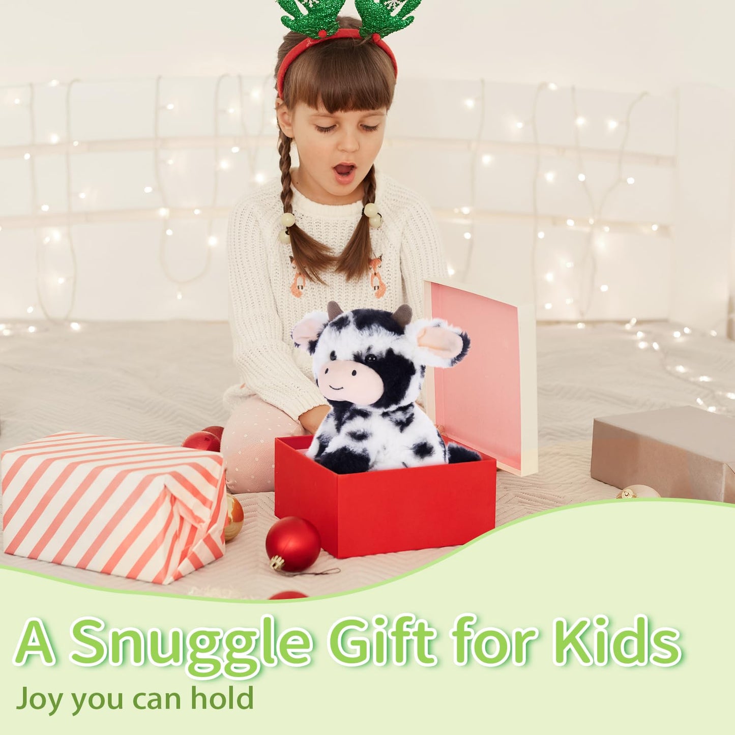 Muiteiur 10 Inch Sitting Cow Plush – Ultra-Soft Cow Stuffed Toy for Kids