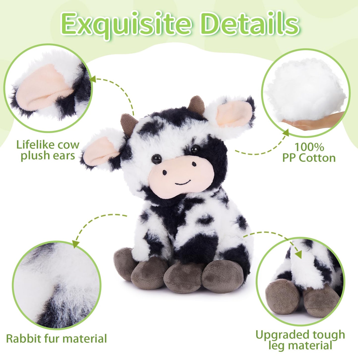 Muiteiur 10 Inch Sitting Cow Plush – Ultra-Soft Cow Stuffed Toy for Kids