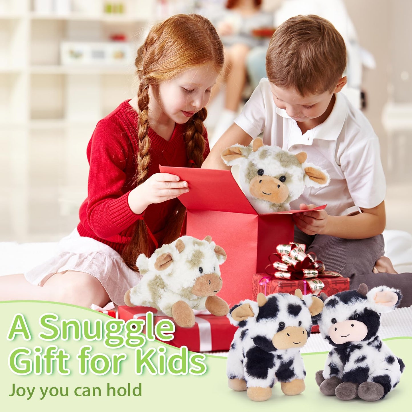 Muiteiur 10 Inch Sitting Cow Plush – Ultra-Soft Cow Stuffed Toy for Kids
