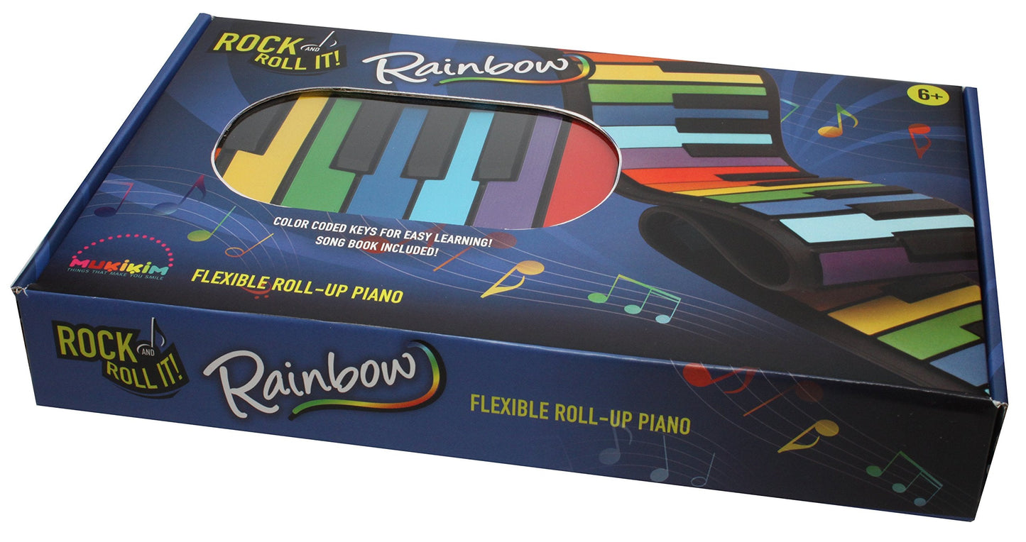 MUKIKIM Rock and Roll It – Rainbow Roll-Up Keyboard with Play-By-Color Songbook
