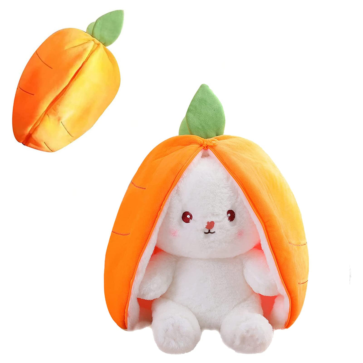 Mukorolee 2PCS Plush Toy Pillow — Reversible Carrot Strawberry Bunny Plush for Kids