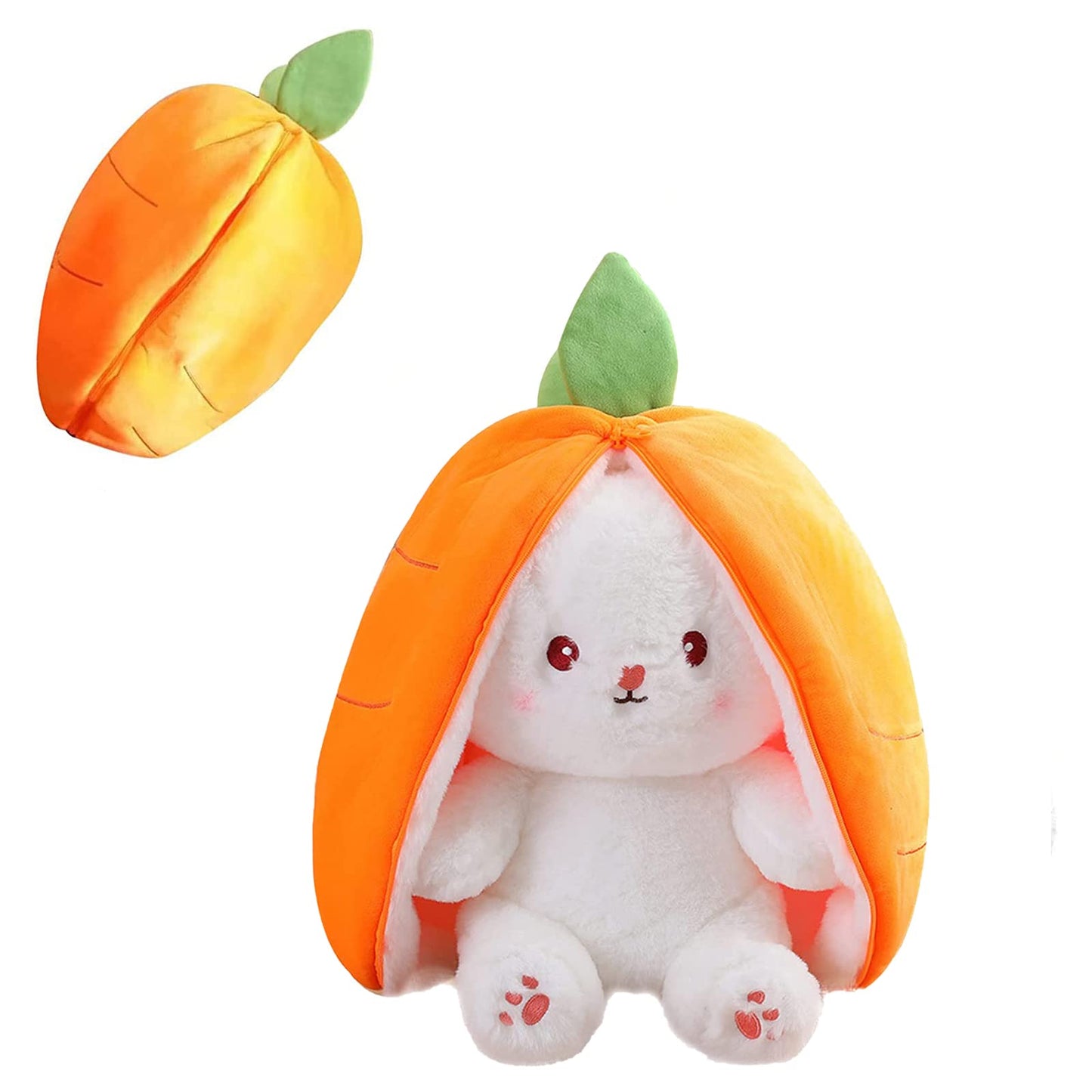Mukorolee 2PCS Reversible Carrot Strawberry Bunny Plush – Zippered Easter Toy and Gift