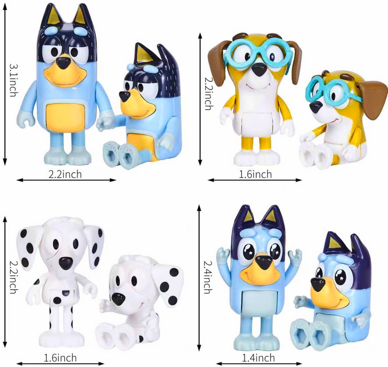 MUKSSE Bluey Toys: 8-Piece Wolf Action Figures Set for Toddlers – Family & Friends, Cake Toppers (2-3.5 inch)