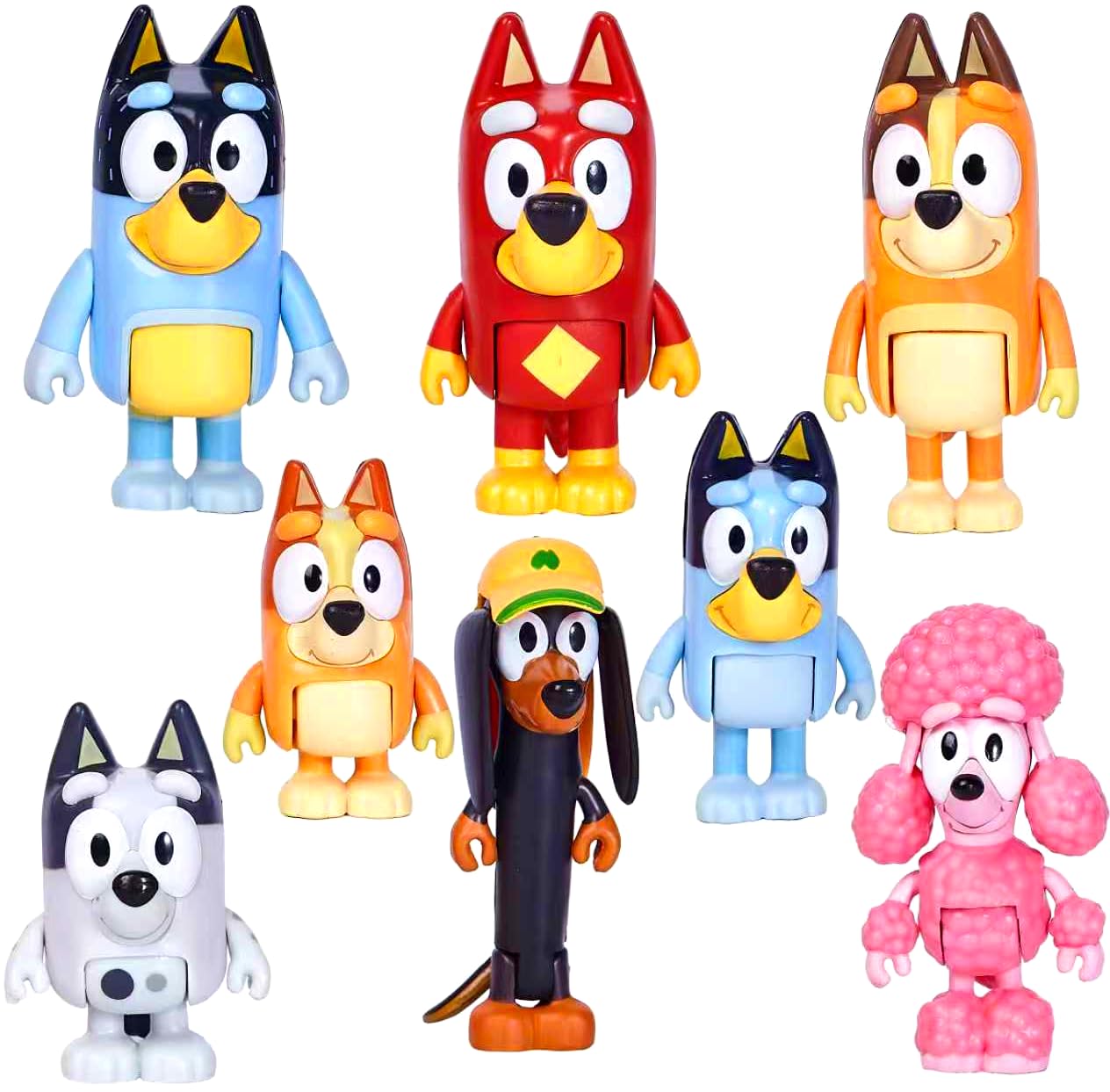 MUKSSE Bluey Toys: 8-Piece Wolf Action Figures Set for Toddlers – Family & Friends, Cake Toppers (2-3.5 inch)