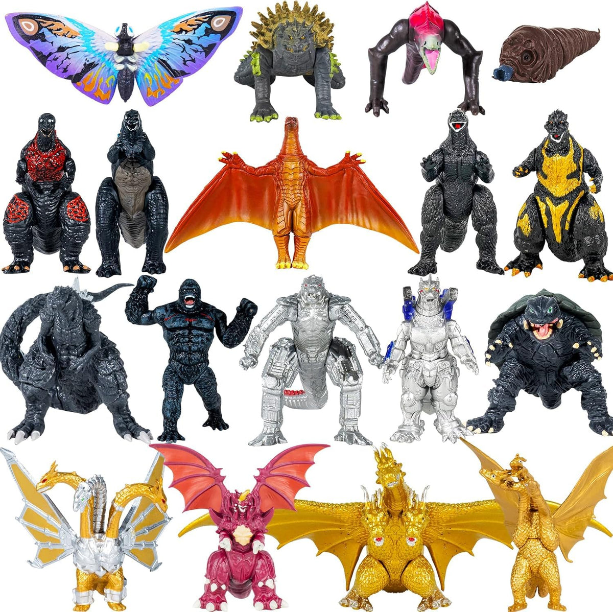 MUKSSE 18-Piece Godzilla vs Kong Toy Set – 4-Inch Action Figures & Cake Toppers