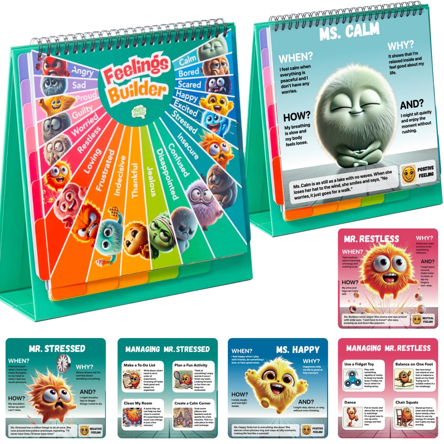 Multi-Memo Emotion Flipbook for Kids | Feelings Builder for Home, School & Therapy