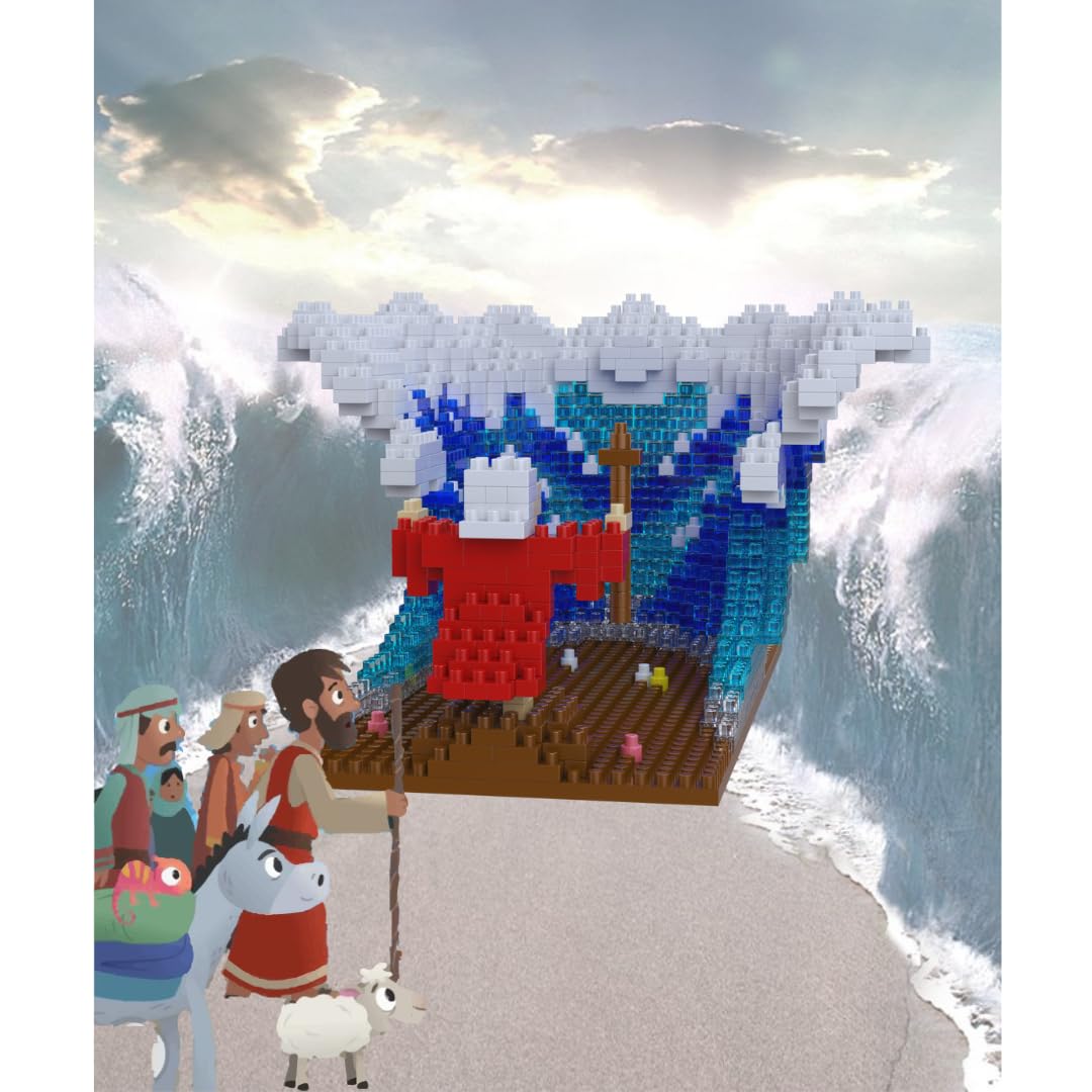 Moses Parted the Red Sea Mini Figurine | A Prayer Gift by Multi-Blocks (904 Pcs)
