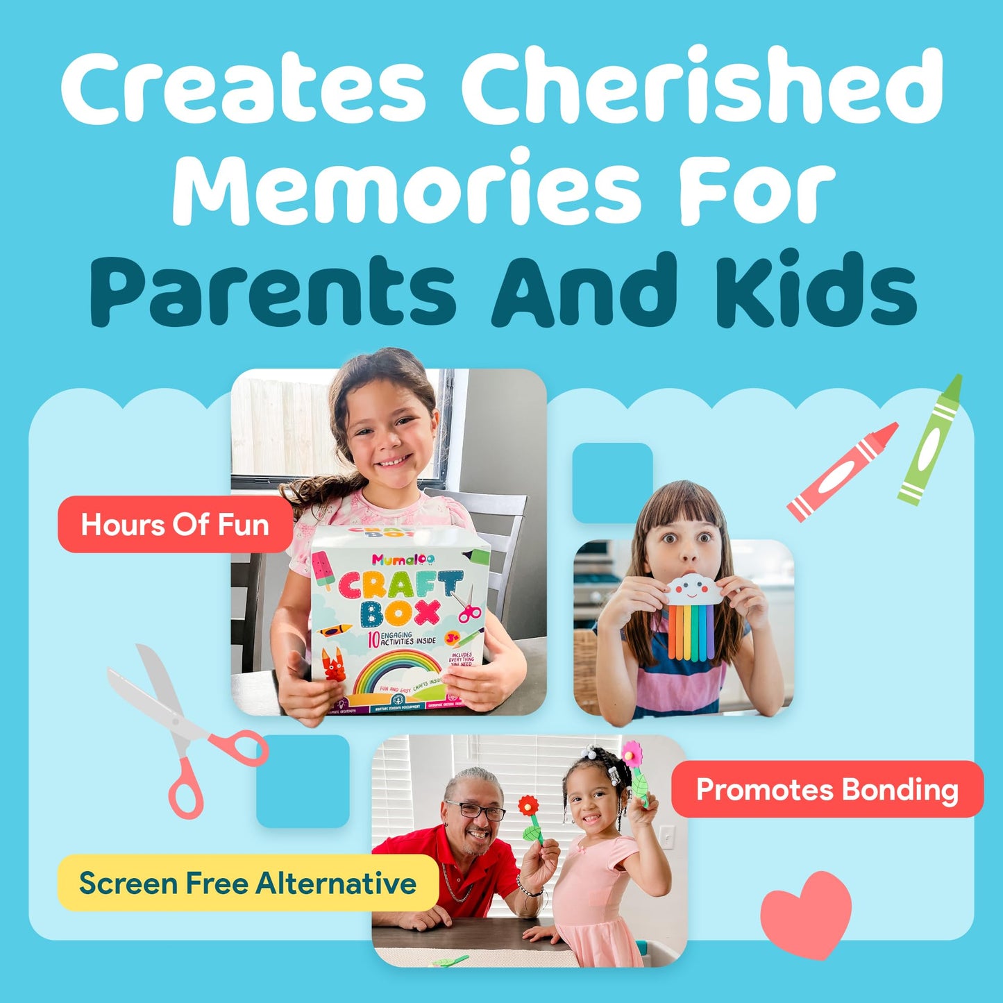 Mumaloo Craft Box for Kids - 10 Mess-Free Arts & Crafts for Ages 4-8