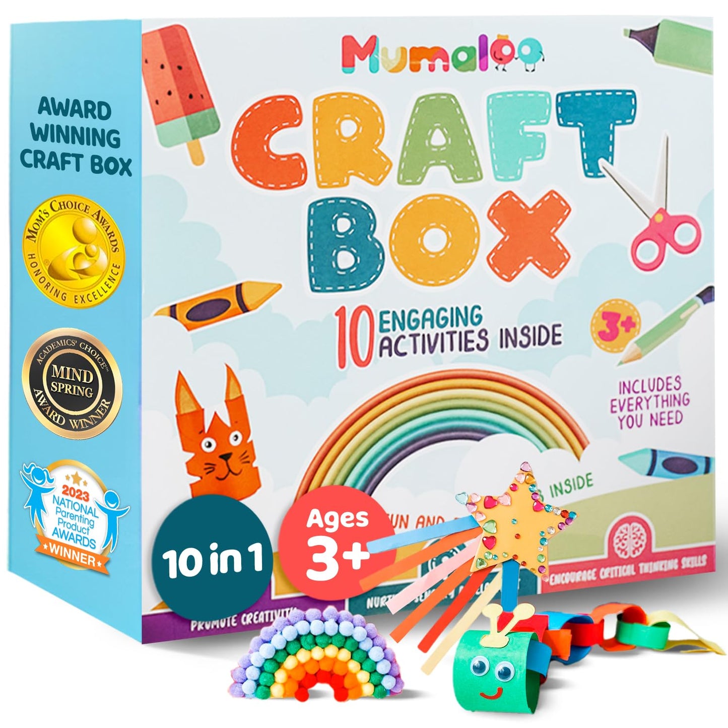 Mumaloo Craft Box for Kids - 10 Mess-Free Arts & Crafts for Ages 4-8