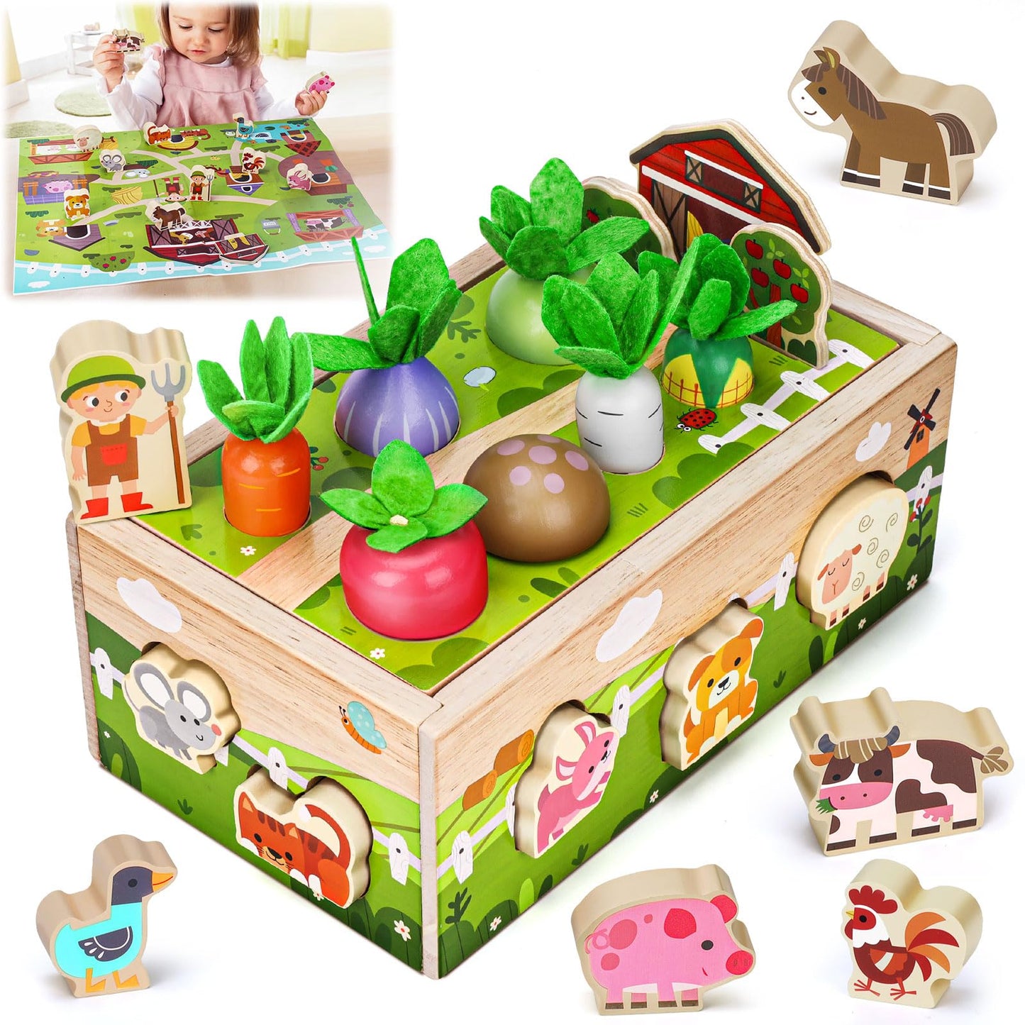 MuMua Montessori Wooden Sensory Toddler Toys – Educational 1-2 Year Old Gift