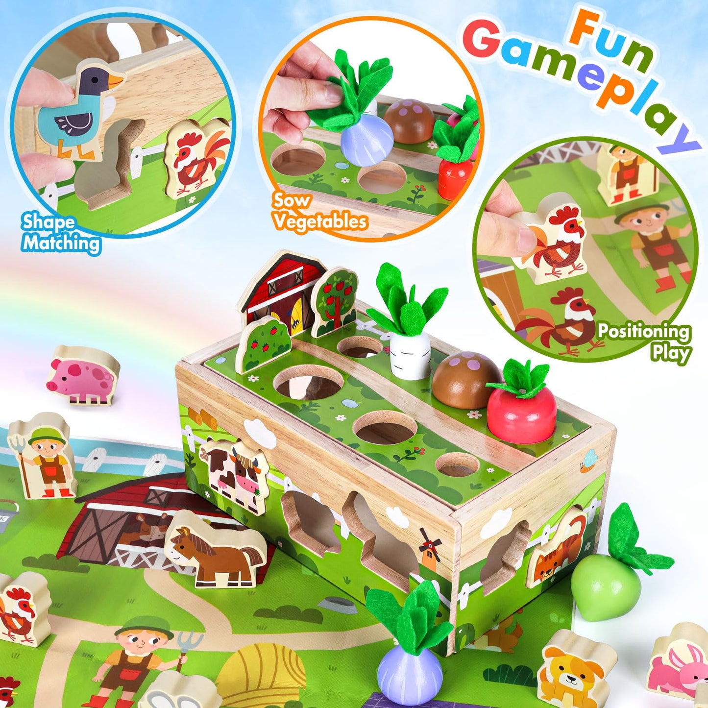 MuMua Montessori Wooden Sensory Toddler Toys – Educational 1-2 Year Old Gift