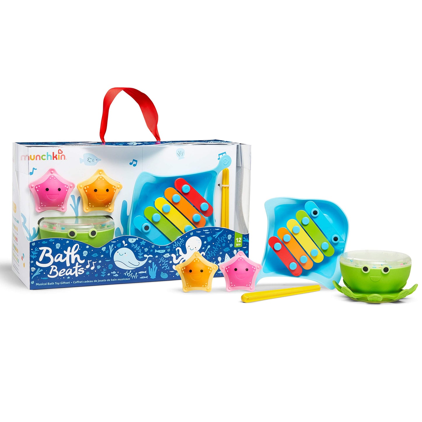 Munchkin Bath Beats Musical Bath Toy Set – Xylophone, Drum & Shakers for Babies & Toddlers