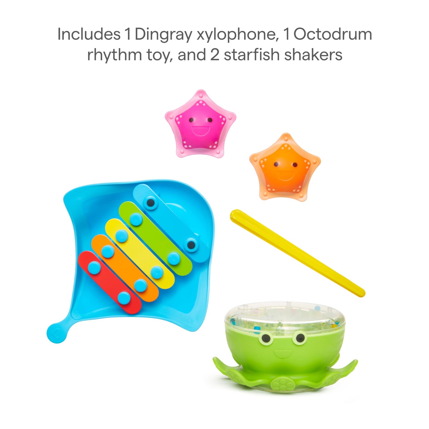 Munchkin Bath Beats Musical Bath Toy Set – Xylophone, Drum & Shakers for Babies & Toddlers