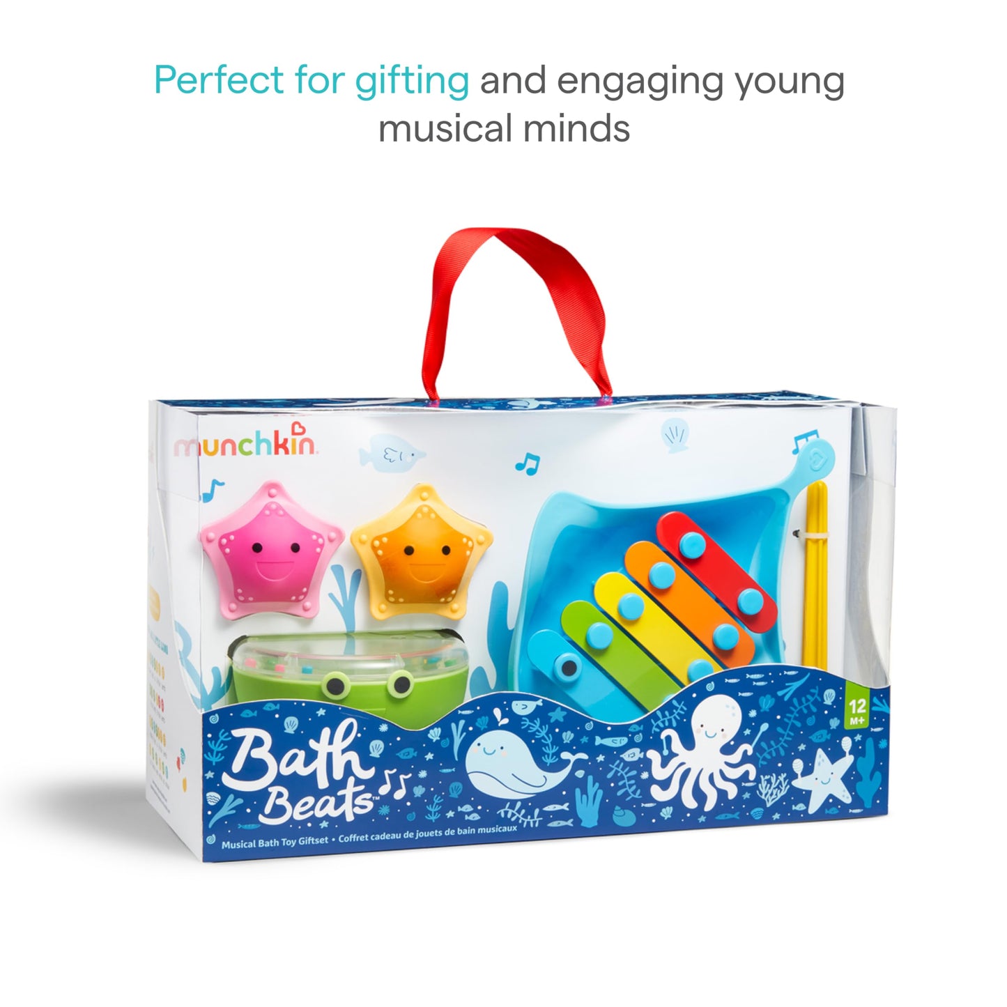 Munchkin Bath Beats Musical Bath Toy Set – Xylophone, Drum & Shakers for Babies & Toddlers