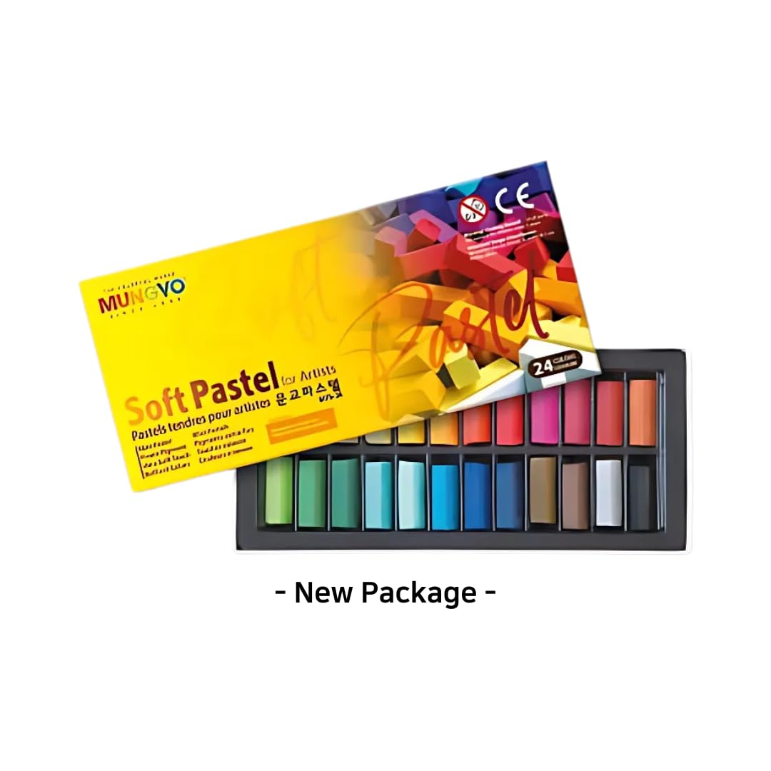 Mungyo Non-Toxic Square Soft Pastel Set – 24 Vivid Colors, Fine Detail (27mm x 8mm)