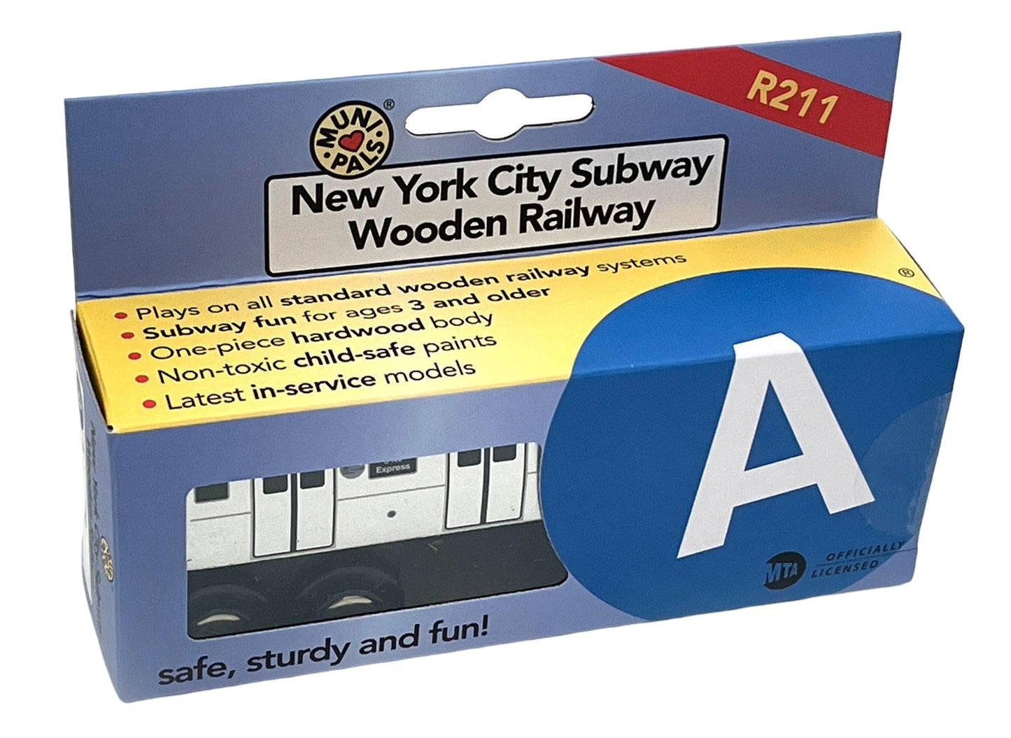 Munipals MP01-110A NYC Subway Train – MTA Licensed Wooden Toy, 5-Inch