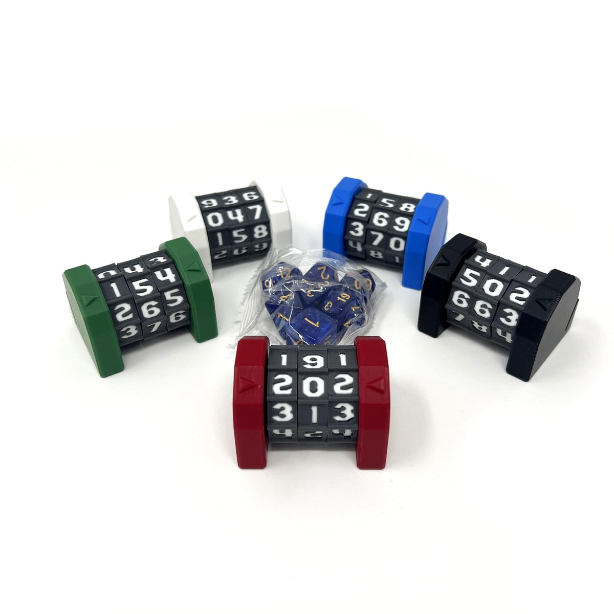 MunnyGrubbers 5 Pack Life Counter – MTG & RPG Tracker with D20 Dice Set Included