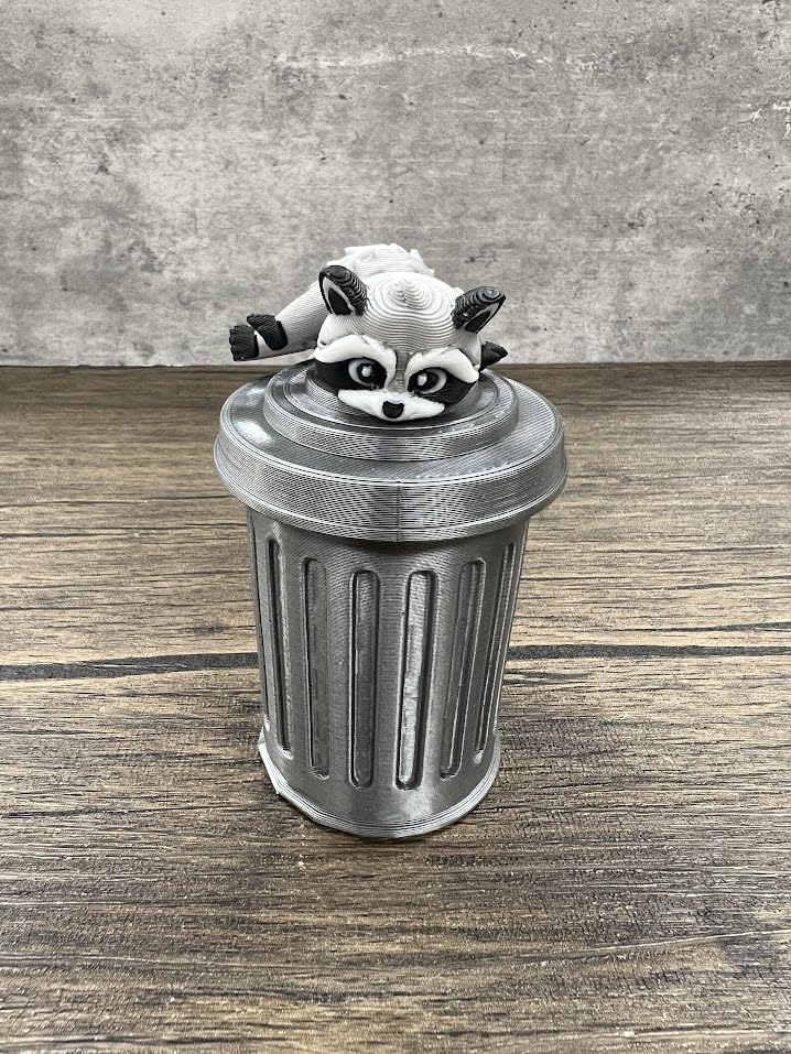 MunnyGrubbers Raccoon with Trashcan — Articulating Fidget Toy, Made in USA