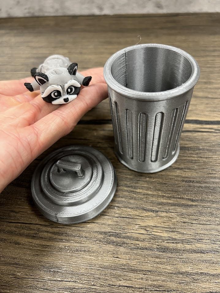 MunnyGrubbers Raccoon with Trashcan — Articulating Fidget Toy, Made in USA