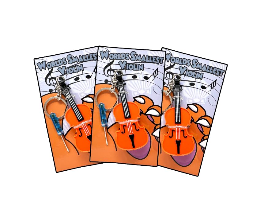 MunnyGrubbers World’s Smallest Violin Keychain – Playable Sad Music Toy (WSV-V1-3P-CB)