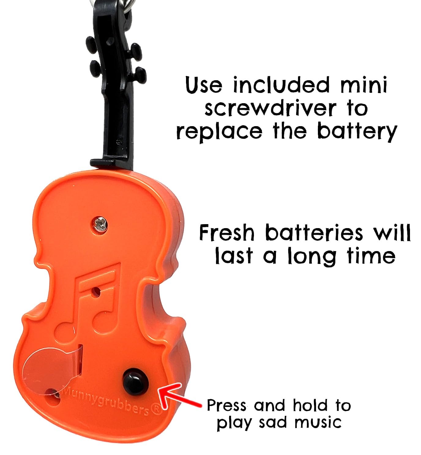 MunnyGrubbers World’s Smallest Violin Keychain – Playable Sad Music Toy (WSV-V1-3P-CB)