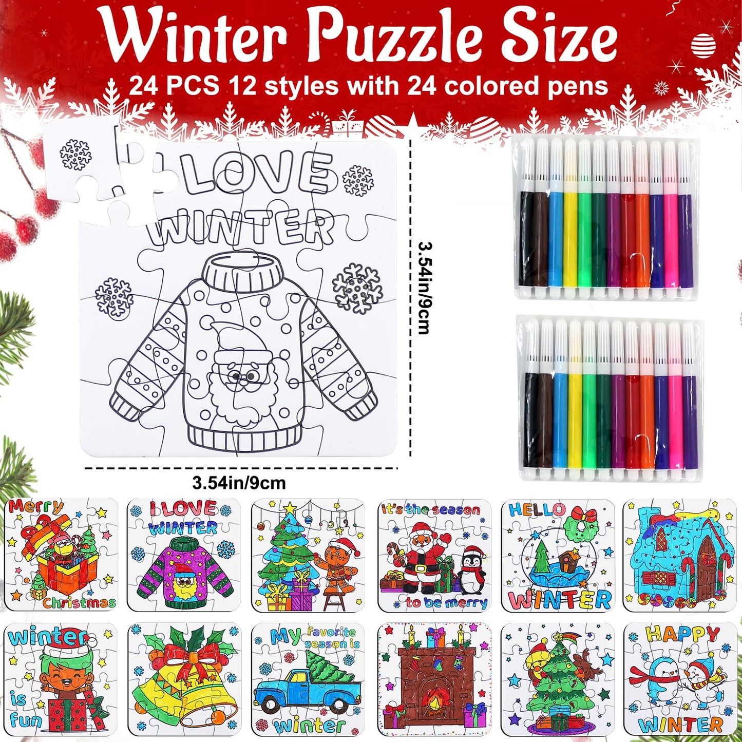 MUOUAKATE Christmas Crafts Kits — Winter Jigsaw Puzzles & Coloring for All Ages