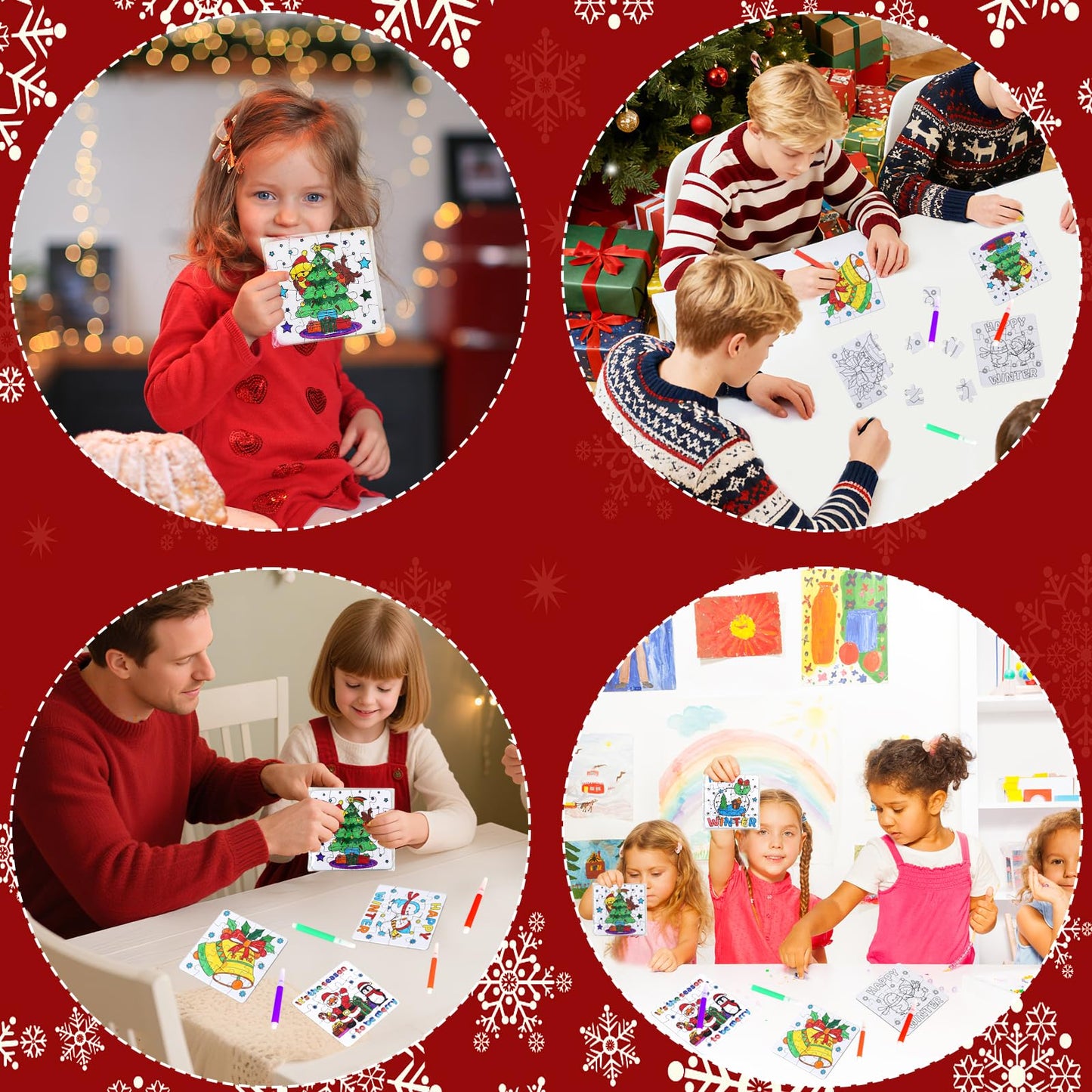 MUOUAKATE Christmas Crafts Kits — Winter Jigsaw Puzzles & Coloring for All Ages