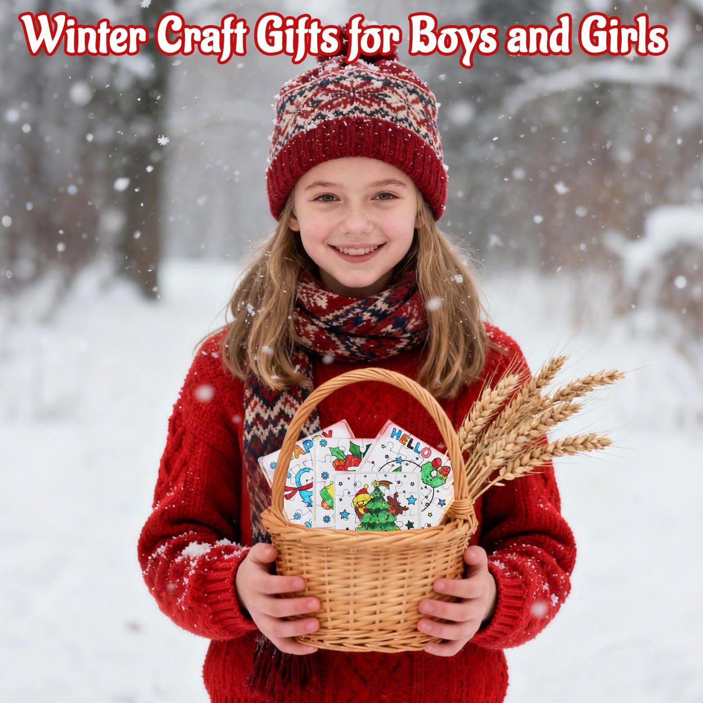 MUOUAKATE Christmas Crafts Kits — Winter Jigsaw Puzzles & Coloring for All Ages