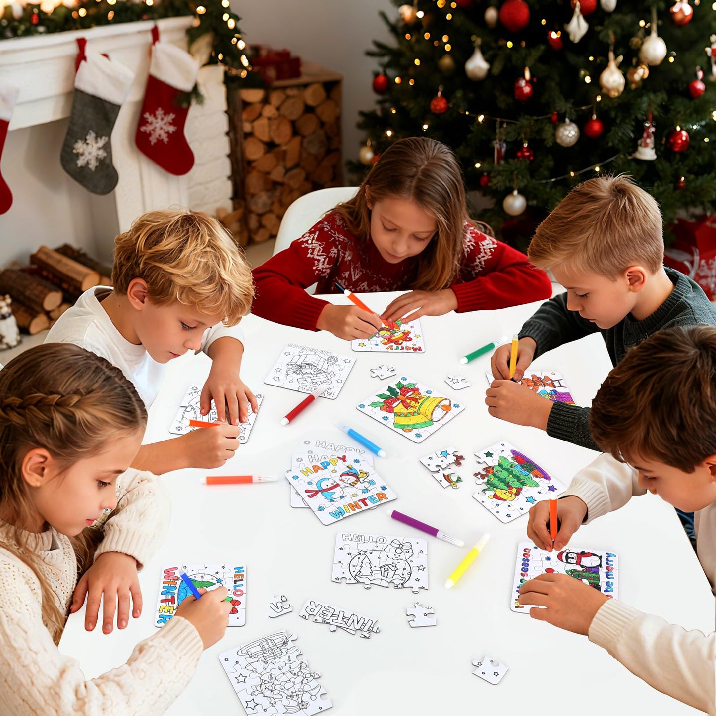 MUOUAKATE Christmas Crafts Kits — Winter Jigsaw Puzzles & Coloring for All Ages