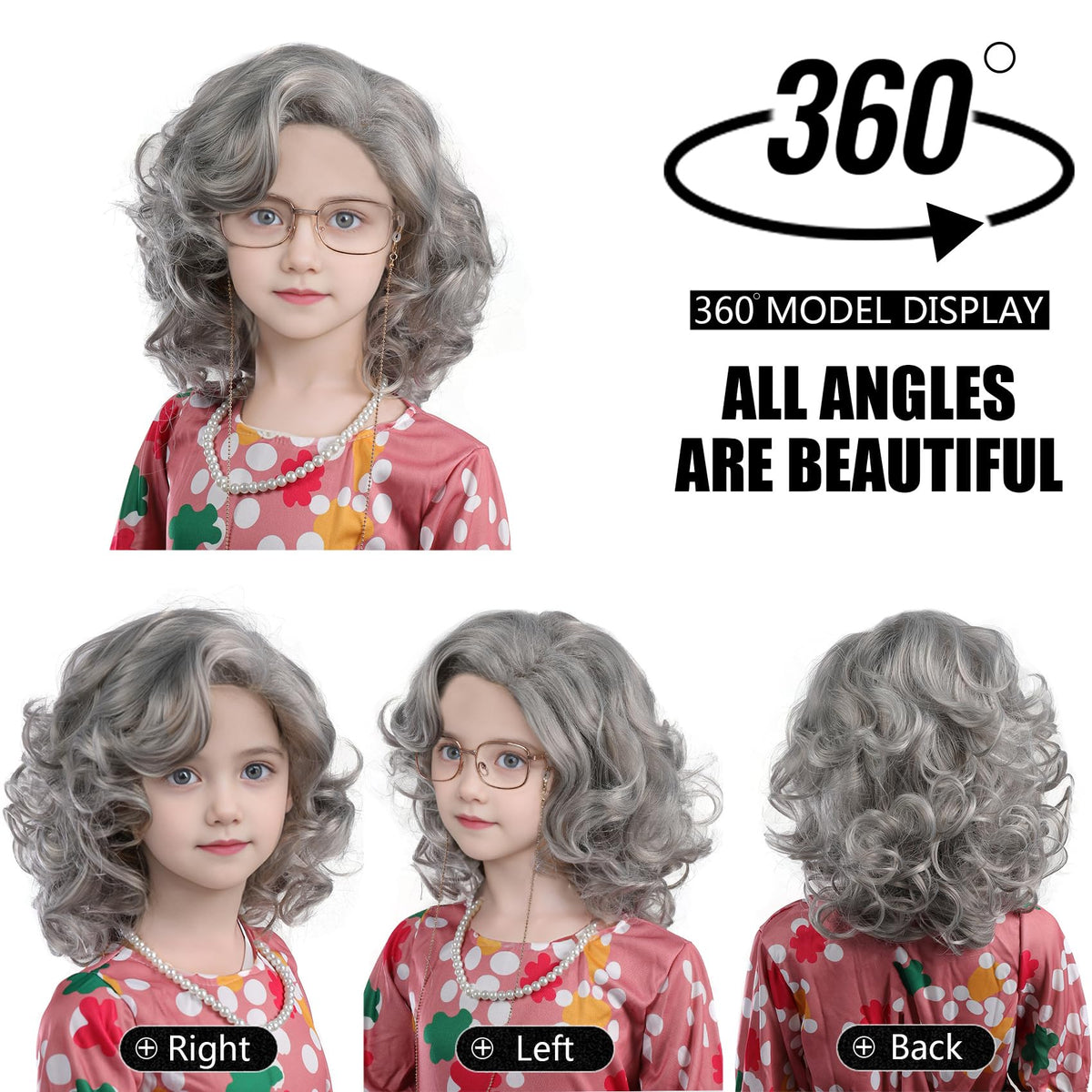 MUPUL Old Lady Wig for Kids – Grandma Wig for 100 Days of School