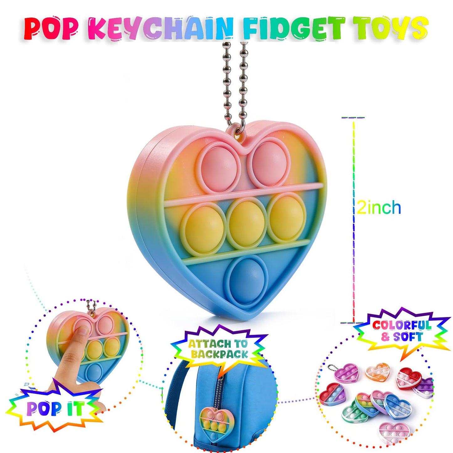 Murrilome 30-Piece Valentine’s Day Gift Set — Heart Bubble Fidget Toys with Cards