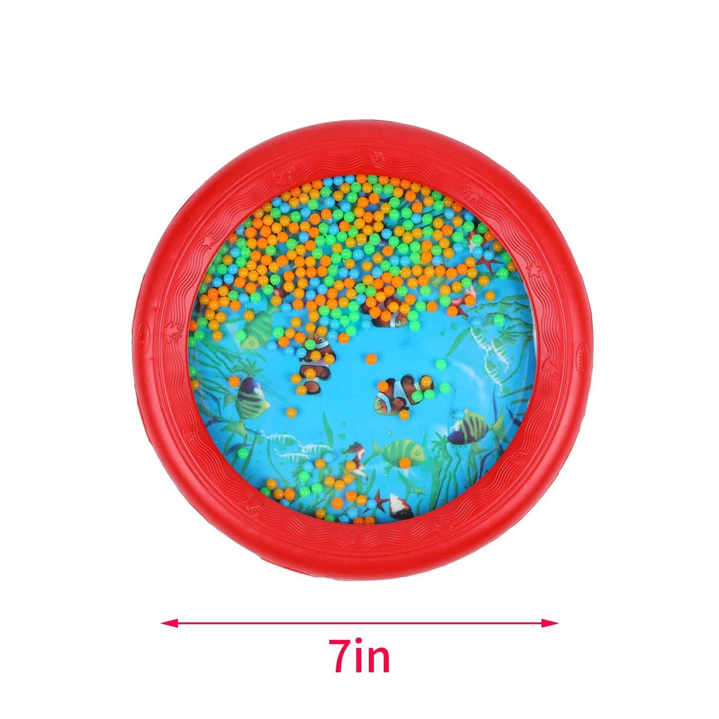 Musfunny Ocean Drum Wave Bead Drum - Gentle Sea Sound Toy for Kids (Red)