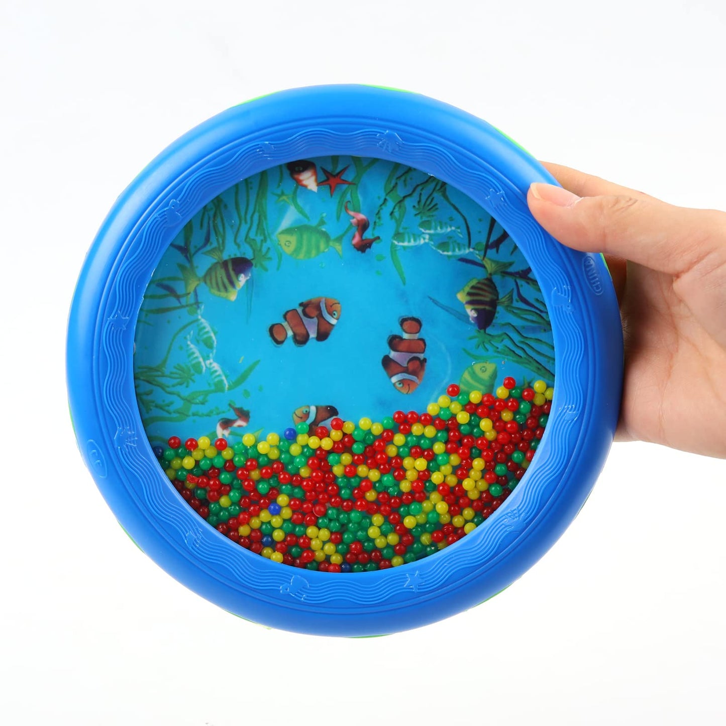 Musfunny Ocean Drum — Wave Bead Drum for Kids, Gentle Sea Sounds, Educational Toy (Blue)