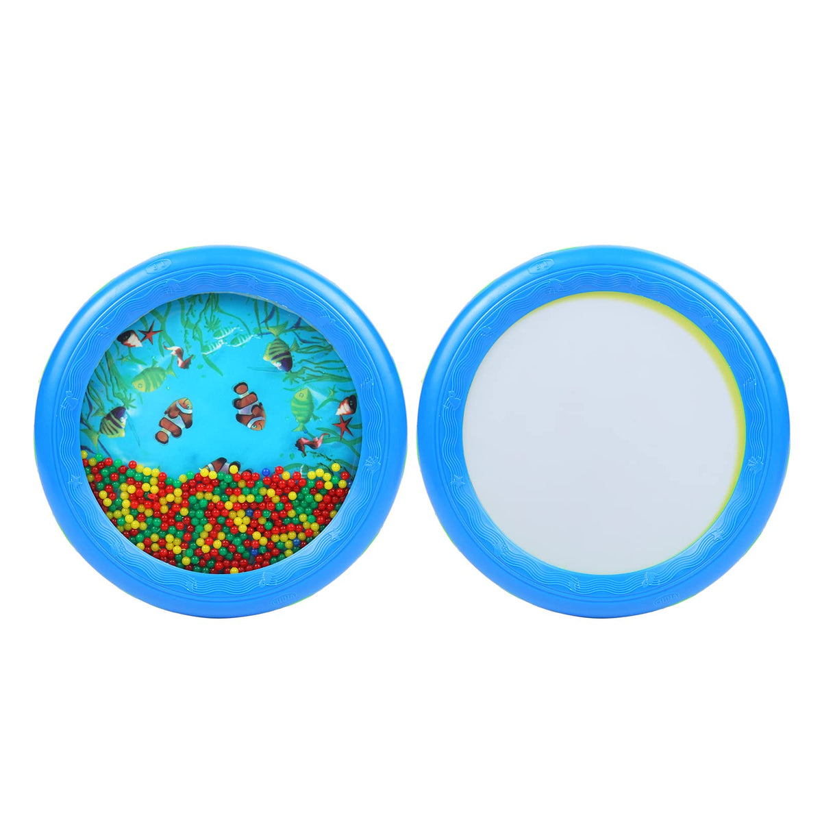 Musfunny Ocean Drum — Wave Bead Drum for Kids, Gentle Sea Sounds, Educational Toy (Blue)
