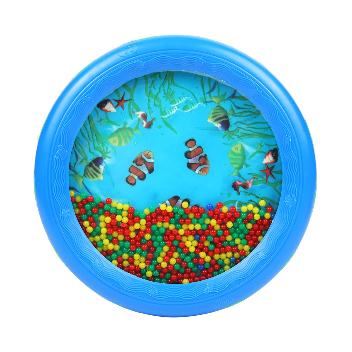 Musfunny Ocean Drum — Wave Bead Drum for Kids, Gentle Sea Sounds, Educational Toy (Blue)