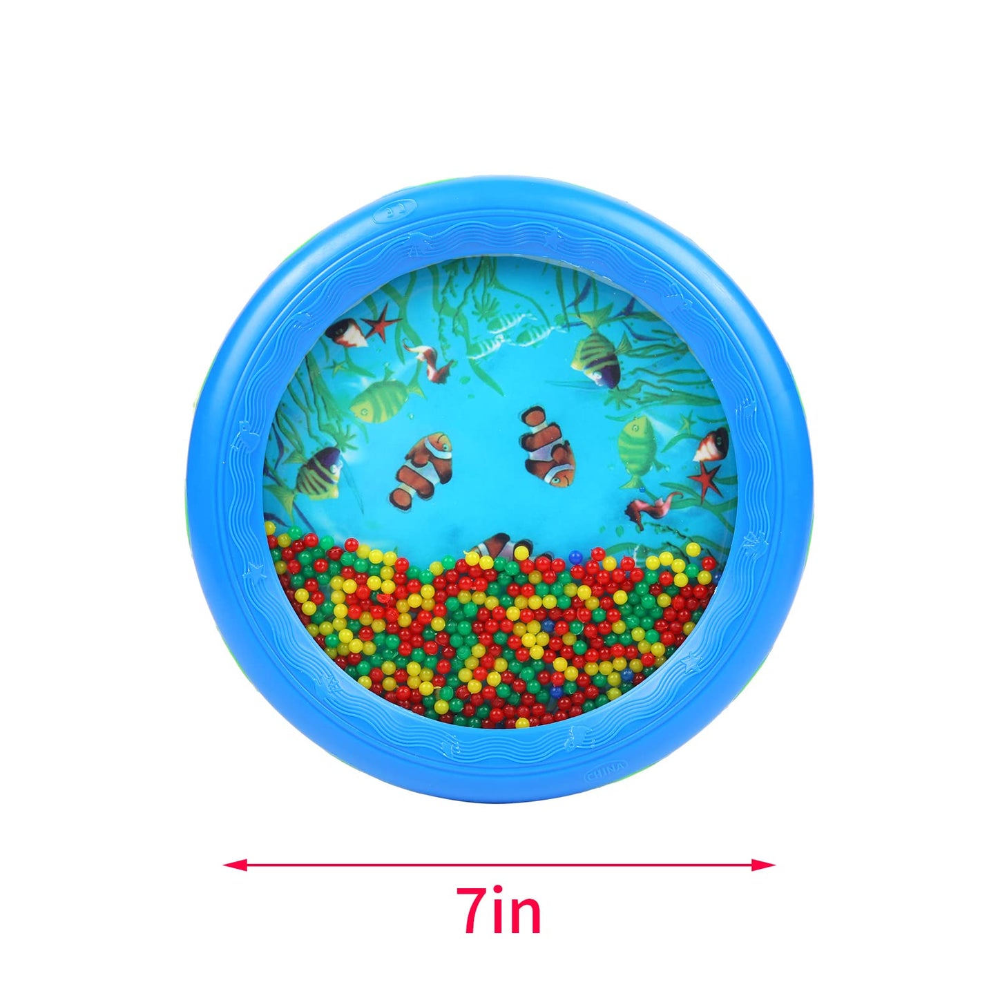 Musfunny Ocean Drum — Wave Bead Drum for Kids, Gentle Sea Sounds, Educational Toy (Blue)