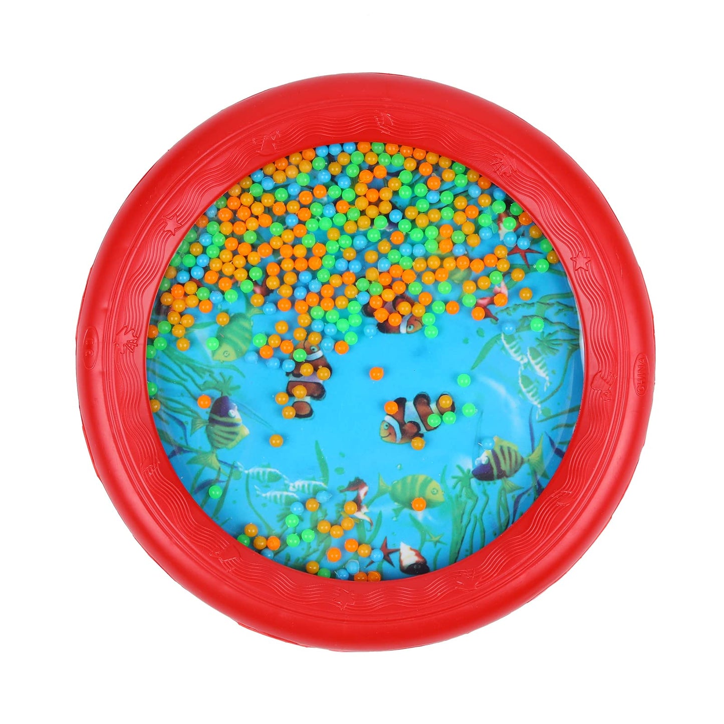 Musfunny Ocean Drum Wave Bead Drum - Gentle Sea Sound Toy for Kids (Red)