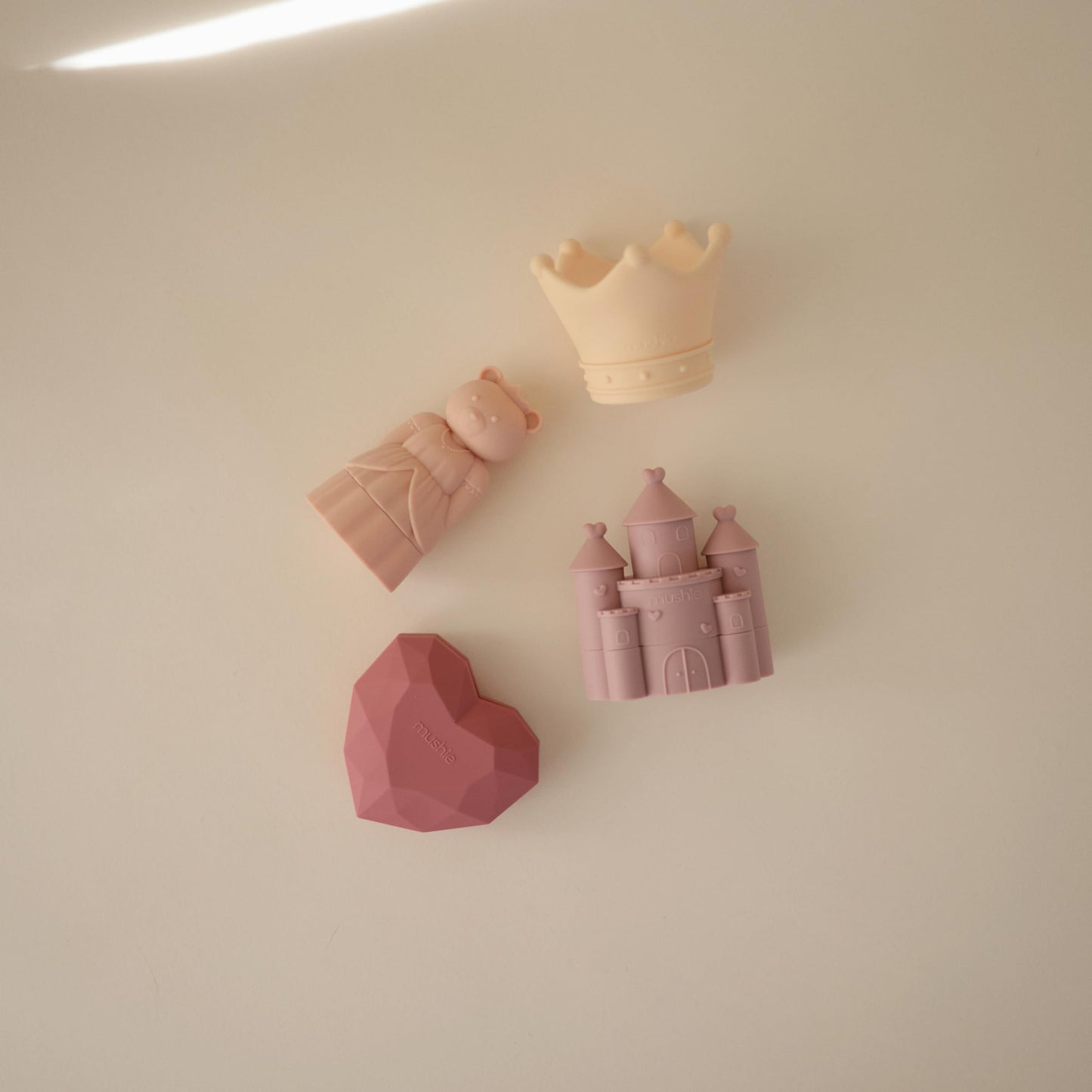 Mushie Princess Bath Toys Play Set – 100% Food Grade Silicone, Mold Free, Pack of 4