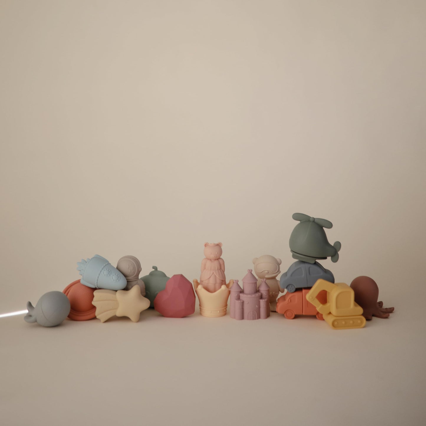 Mushie Princess Bath Toys Play Set – 100% Food Grade Silicone, Mold Free, Pack of 4