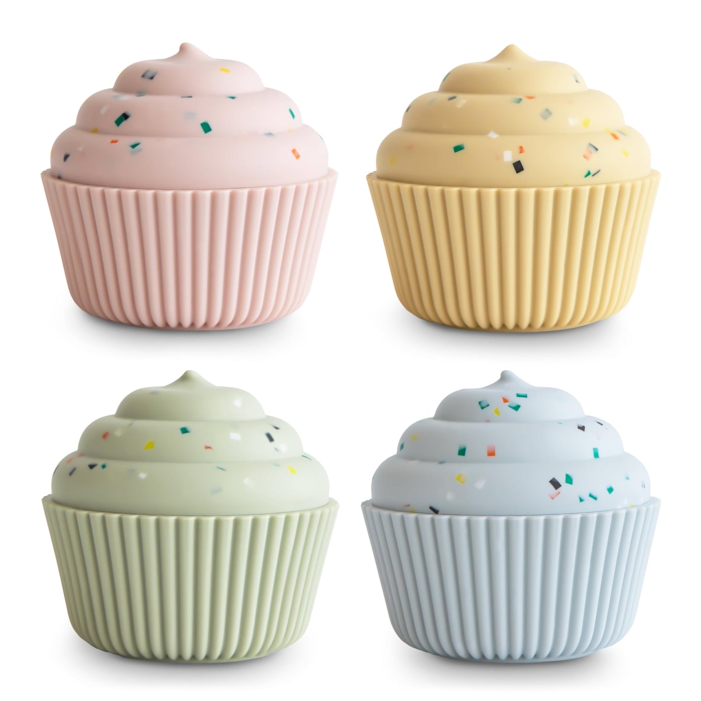 Mushie Silicone Mix and Match Cupcake Toy 4 Pack | Mold Free
