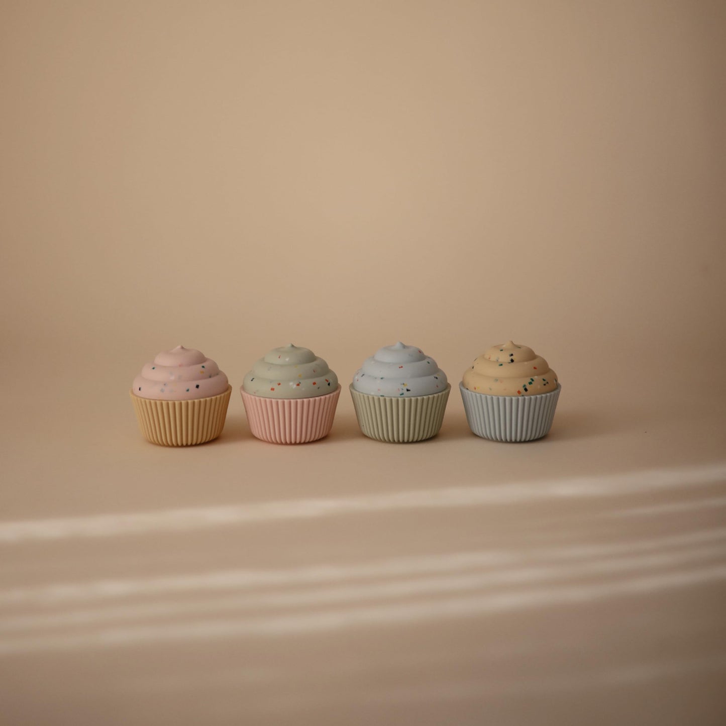 Mushie Silicone Mix and Match Cupcake Toy 4 Pack | Mold Free