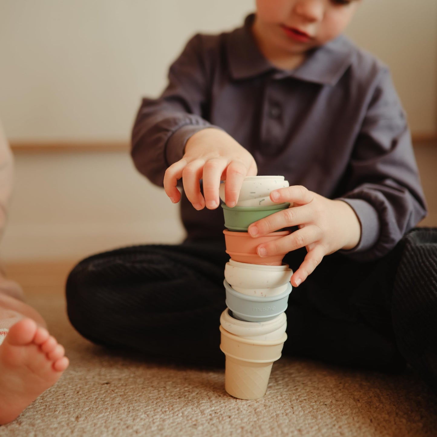 Mushie Silicone Mix and Match Ice Cream Toy 4 Pack | Mold Free