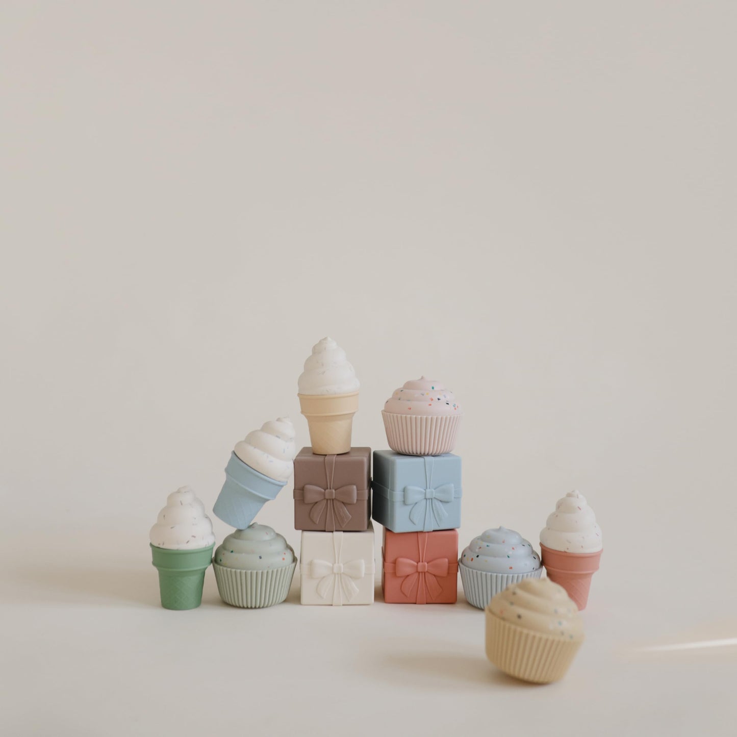 Mushie Silicone Mix and Match Ice Cream Toy 4 Pack | Mold Free