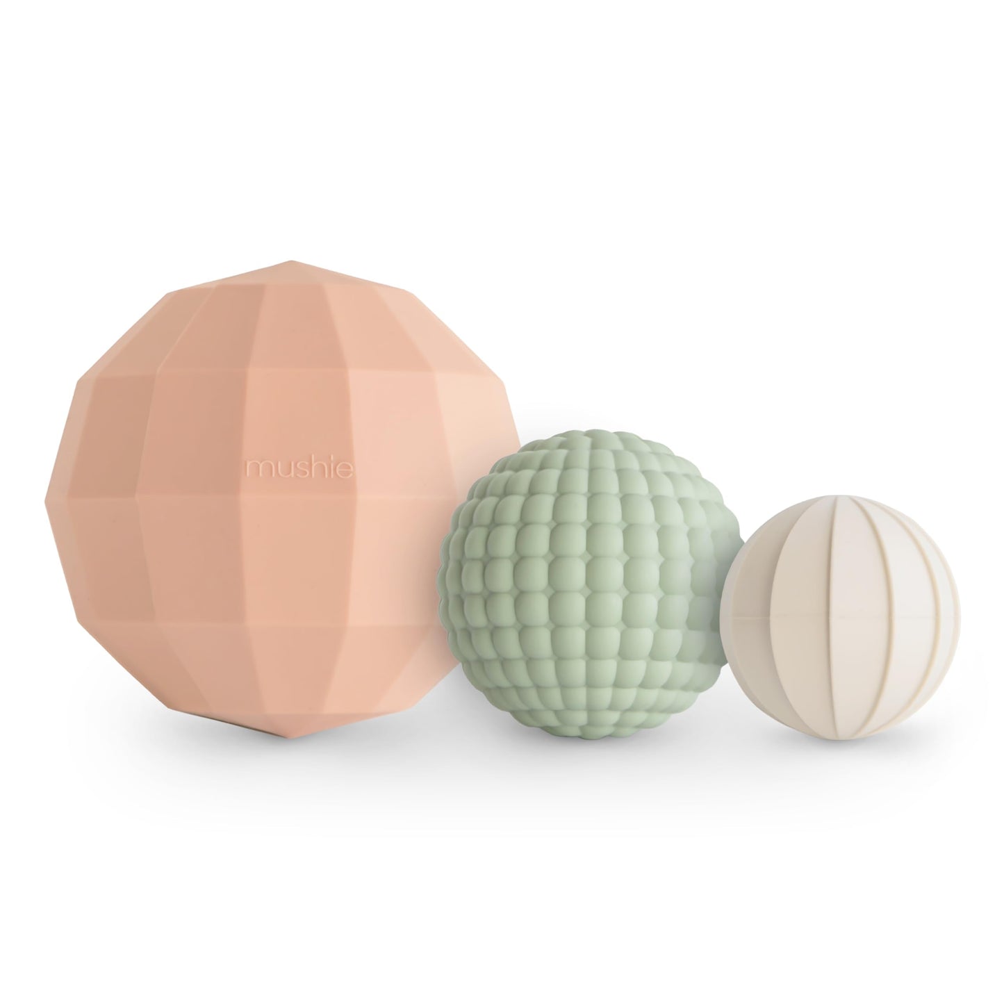 Mushie Silicone Nesting Spheres Sensory Toy — Blush (Pack of 3)