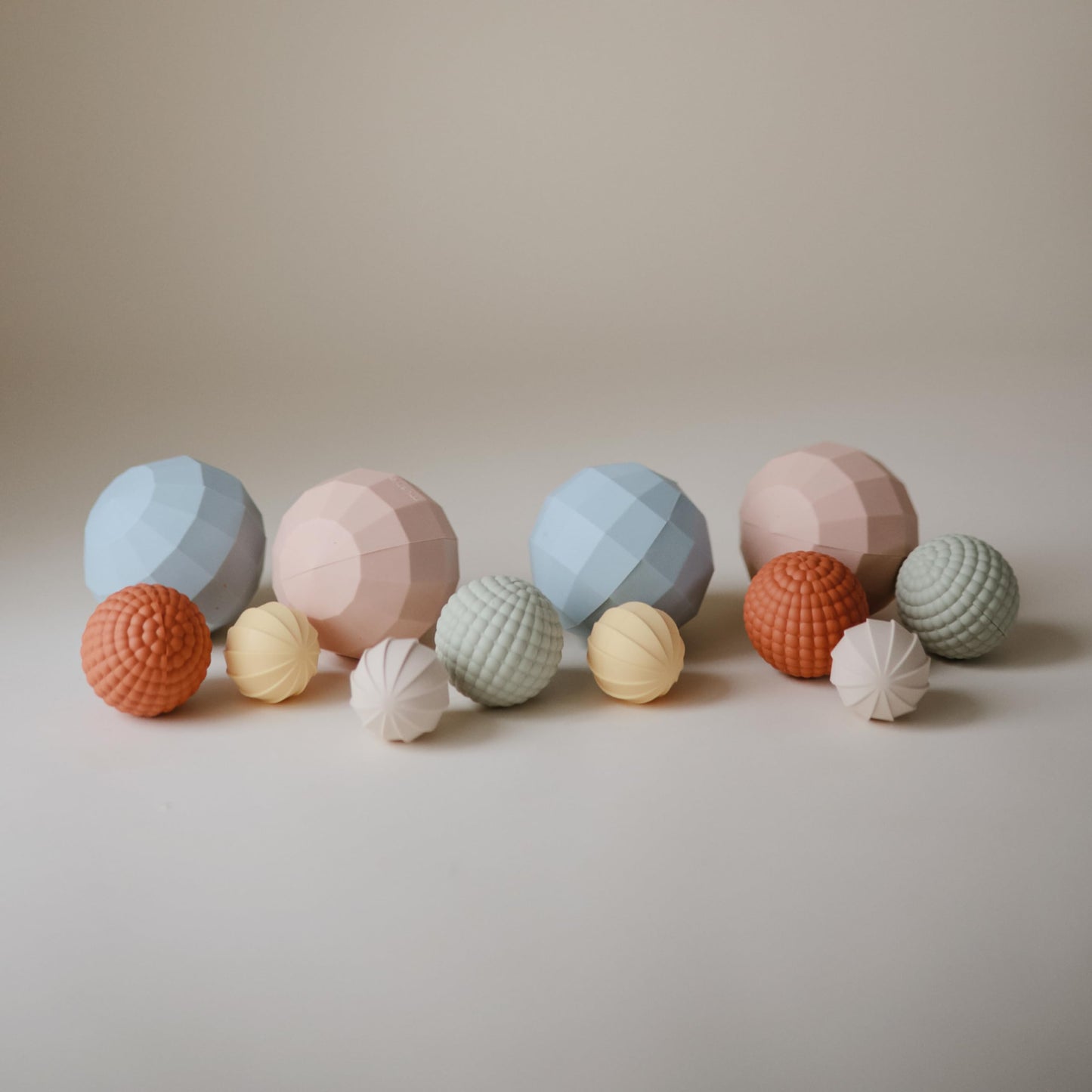 Mushie Silicone Nesting Spheres Sensory Toy – Powder Blue (Pack of 3)